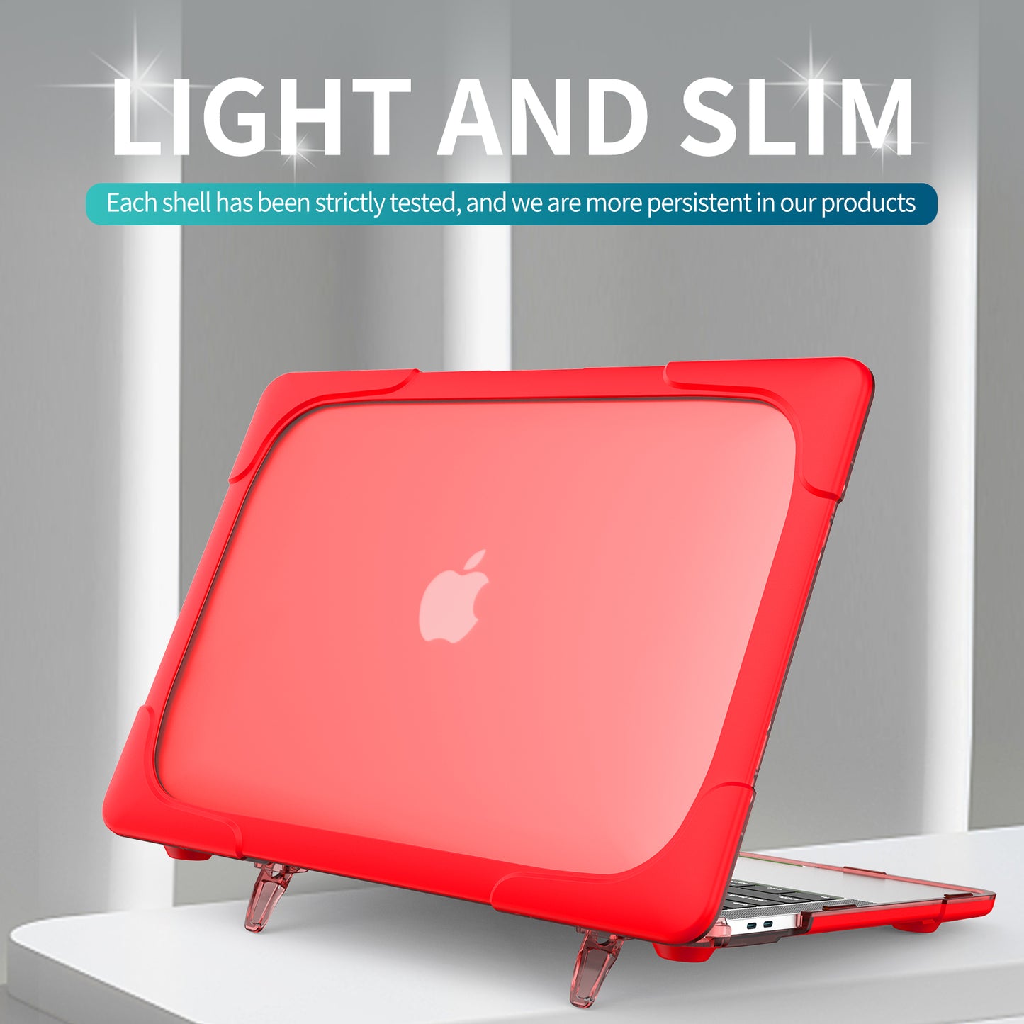 Supporting Stand PC Laptop Case Protective Notebook Cover for MacBook Air 13inch A1932 / A2179 / A2337 - Red