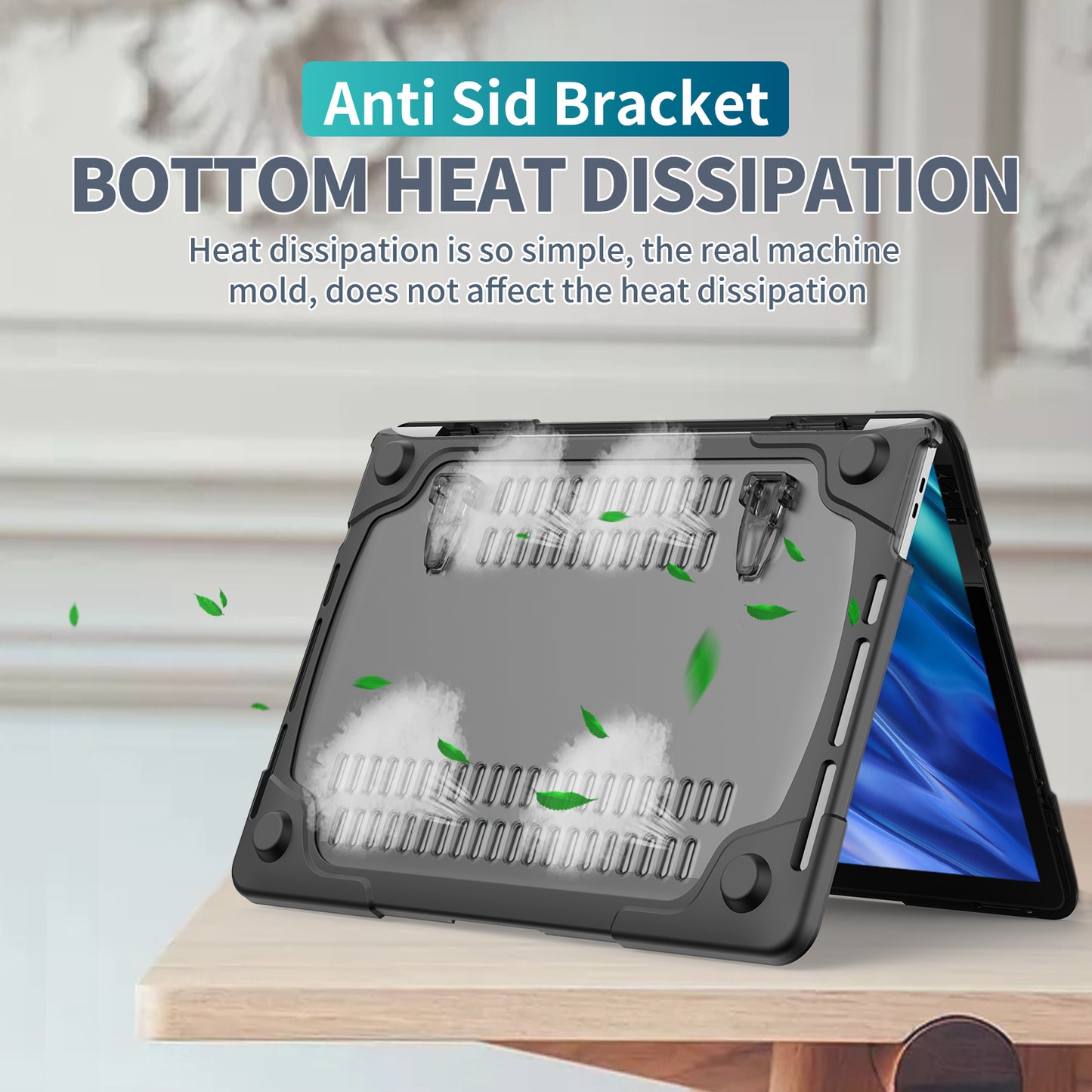 Supporting Stand PC Laptop Case Protective Notebook Cover for MacBook Air 13inch A1932 / A2179 / A2337 - Black