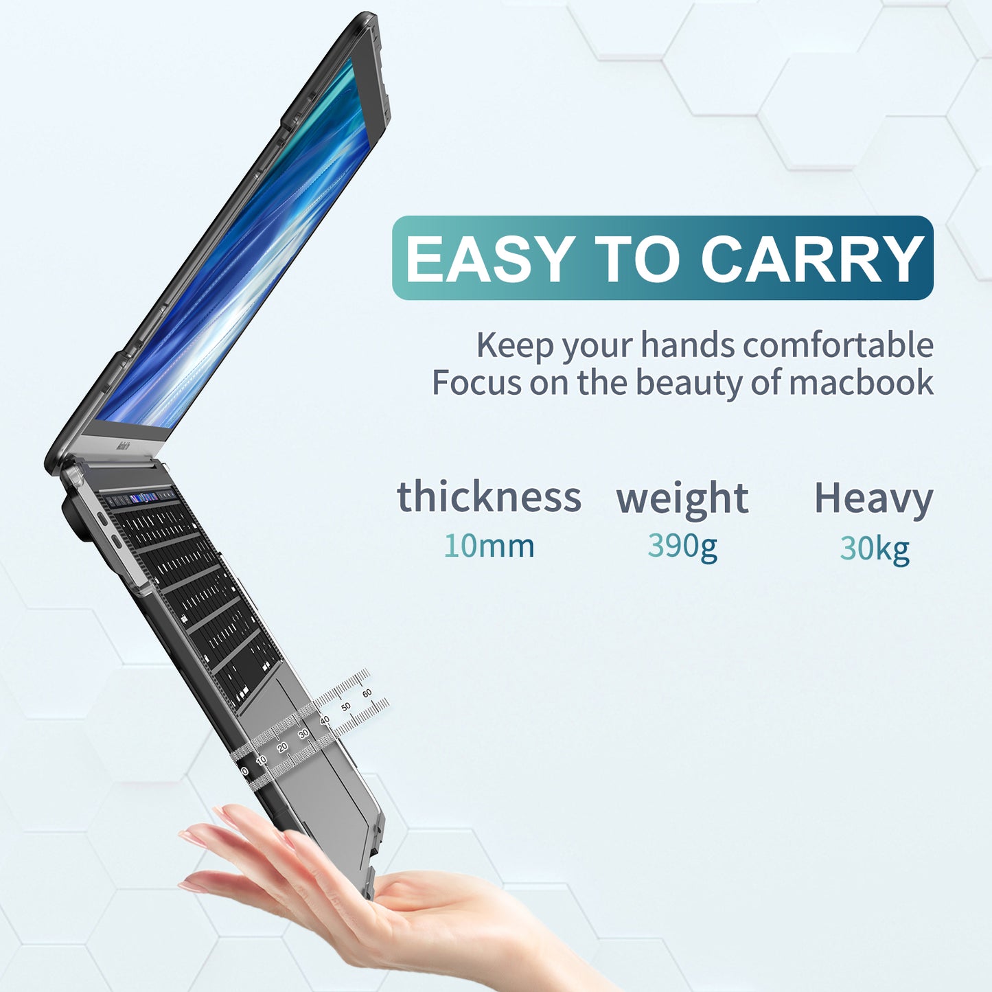 Supporting Stand PC Laptop Case Protective Notebook Cover for MacBook Air 13inch A1932 / A2179 / A2337 - Black