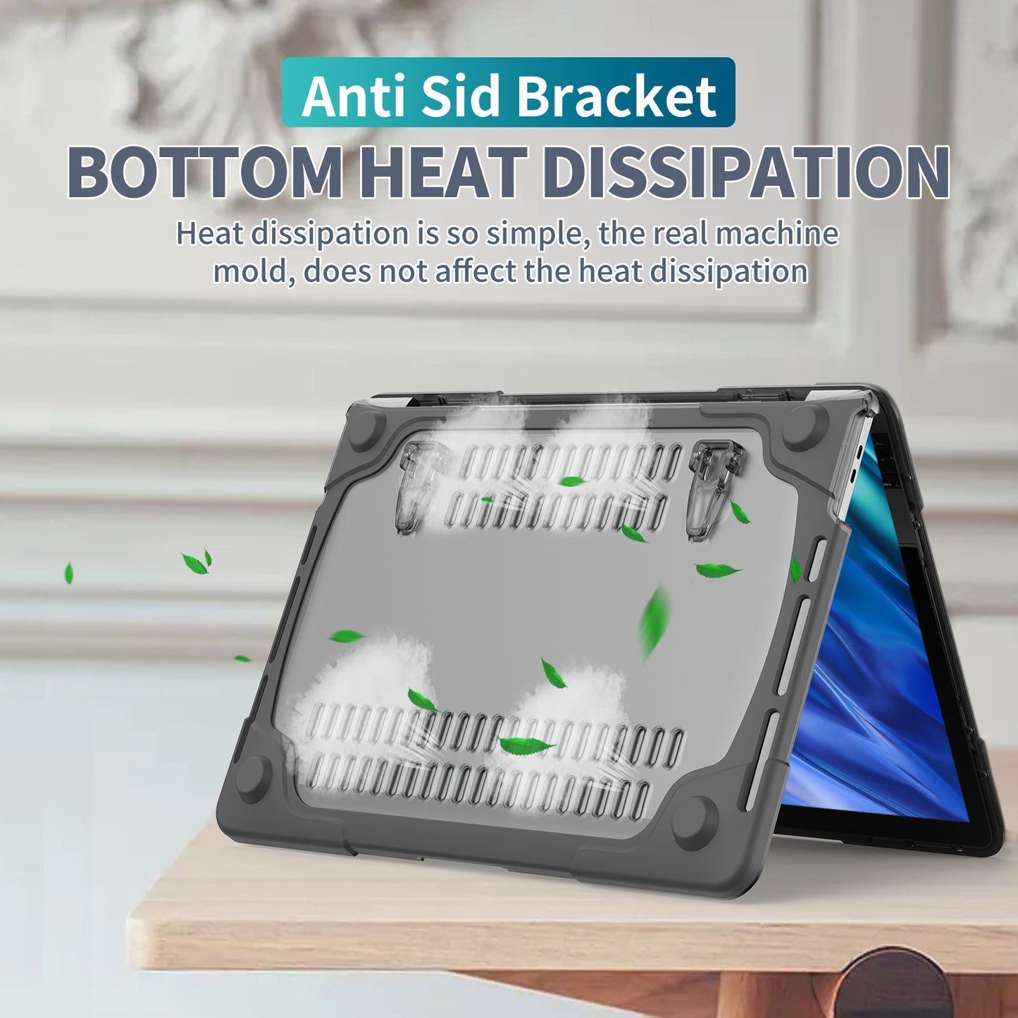 Supporting Stand PC Laptop Case Protective Notebook Cover for MacBook Air 13inch A1932 / A2179 / A2337 - Grey