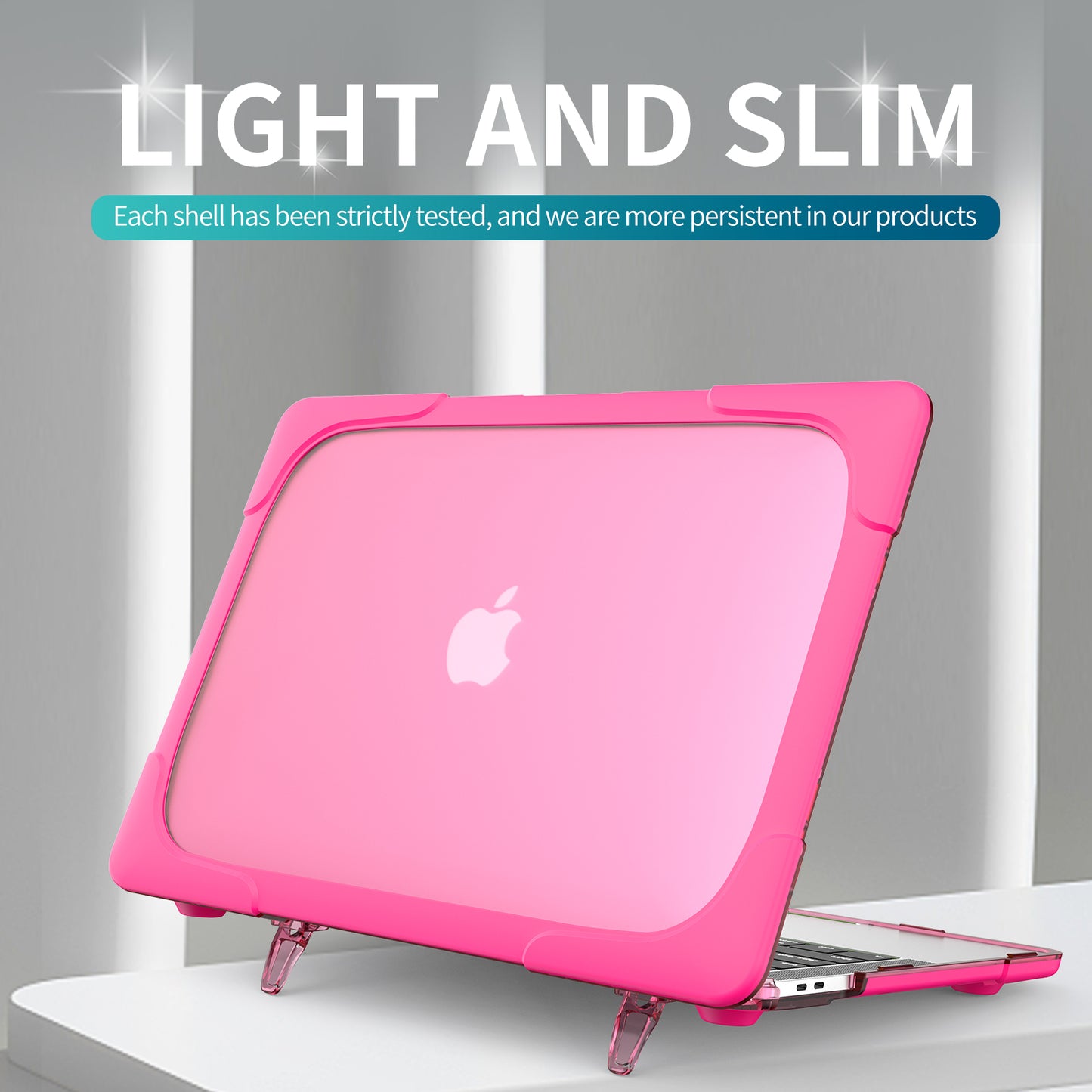 Supporting Stand PC Laptop Case Protective Notebook Cover for MacBook Air 13inch A1932 / A2179 / A2337 - Rose