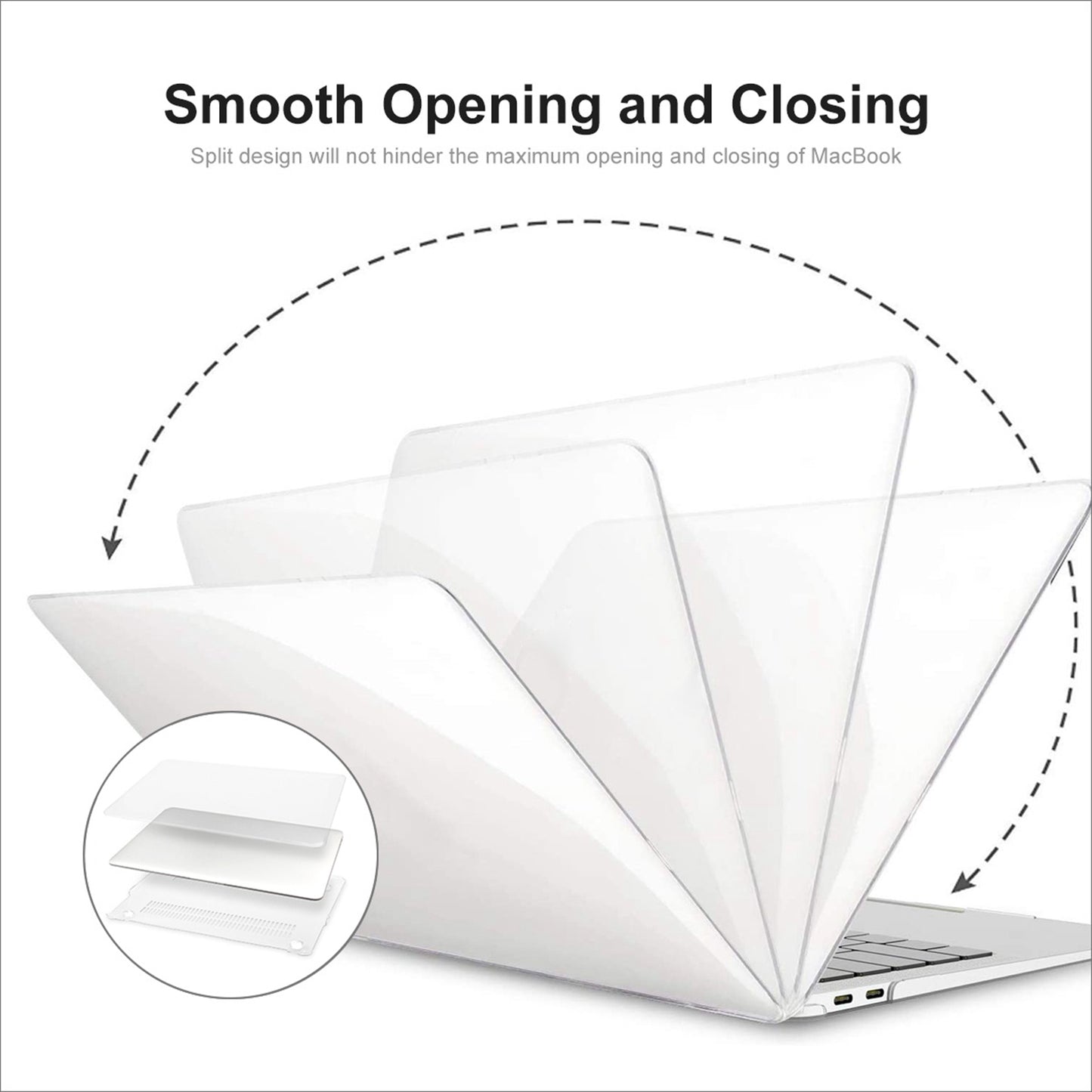 Crystal PC Split Design Front and Back Protective Shell for MacBook Pro 14 inch (2021) A2442 - Black