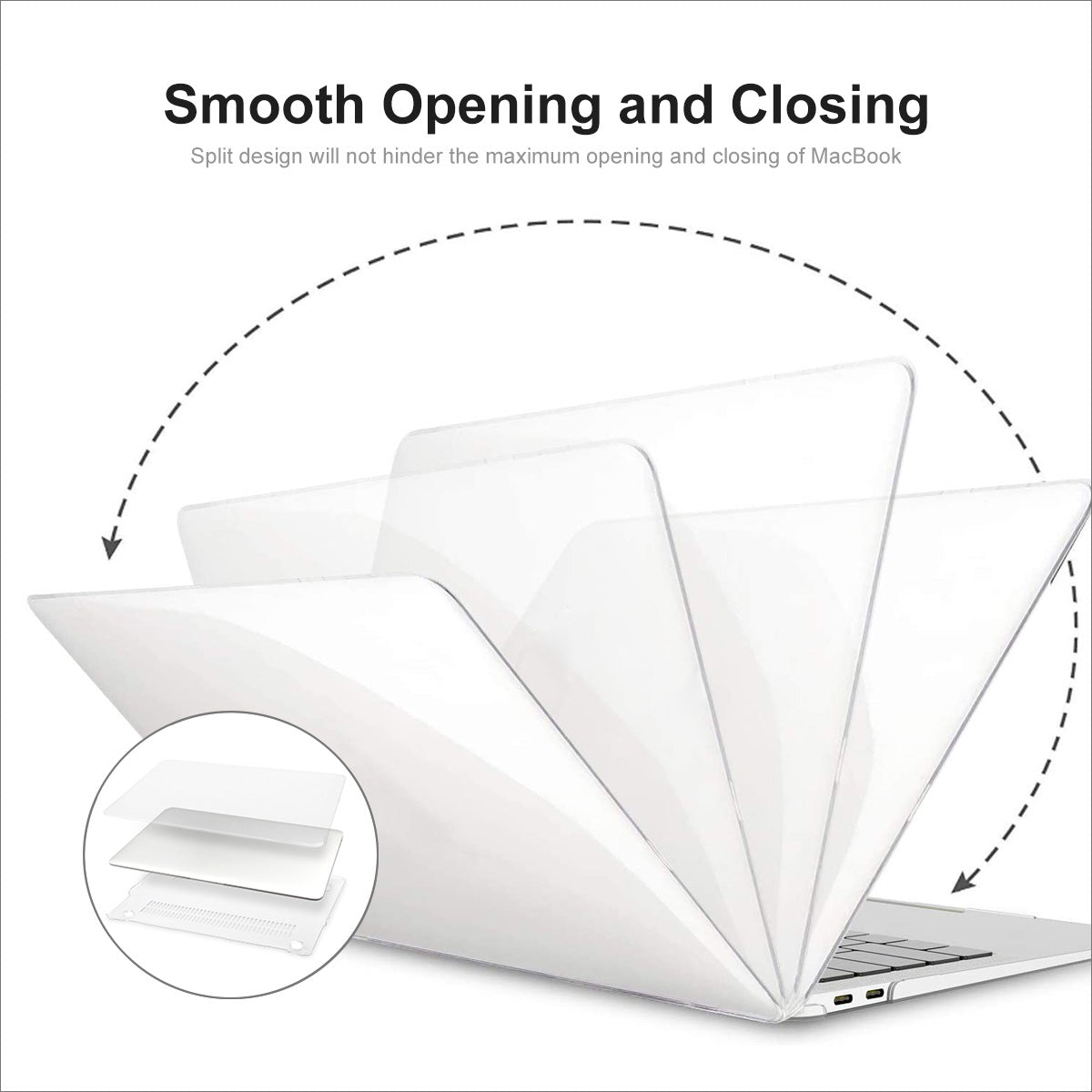Crystal PC Laptop Front and Back Protective Cover for MacBook Pro 14 inch (2021) A2442 (US Version) with Ultra-thin TPU Keyboard Film + Silicone Dust Plugs - White