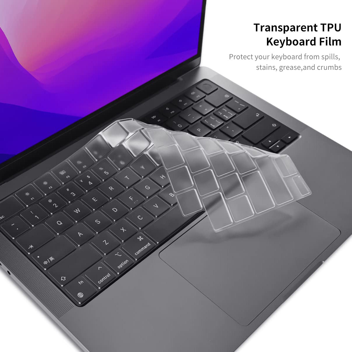 for MacBook Pro 16 inch (2021) A2485 (EU Version) Matte PC Laptop Protective Cover + TPU Keyboard Skin + Silicone Anti-Dust Plugs - Black