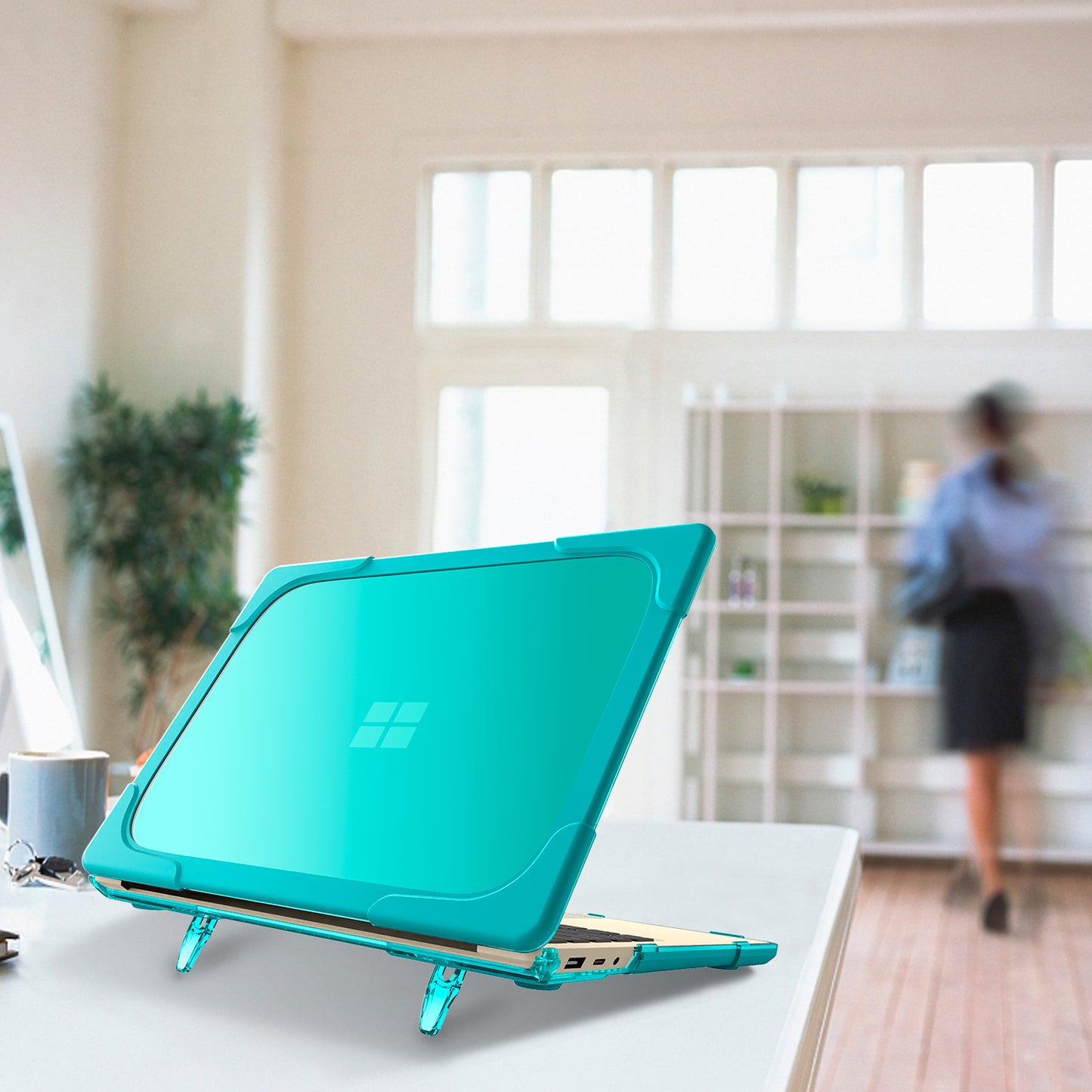 Hard PC Full Protection Laptop Case Cover with Kickstand Design for Microsoft Surface Laptop 2 / 3 / 4 15-inch 1873 / 1953 Metal Keyboard Version - Baby Blue