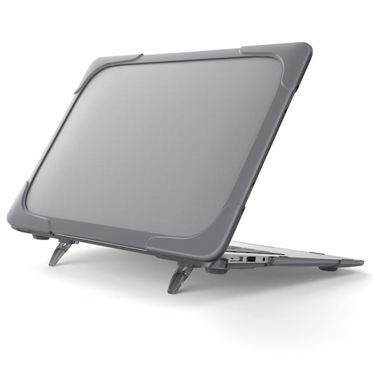 Supporting Stand Design Hard PC Anti-scratch Laptop Case Protective Notebook Cover for MacBook Air 13inch A1466 / A1369 - Grey