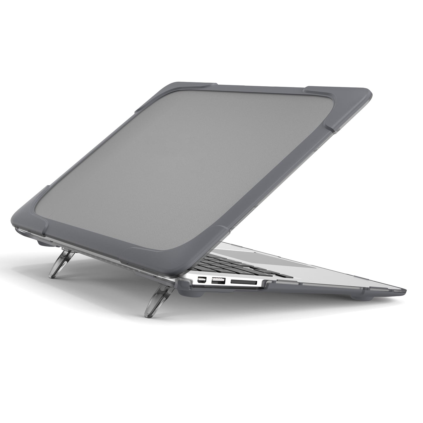 Supporting Stand Design Hard PC Anti-scratch Laptop Case Protective Notebook Cover for MacBook Air 13inch A1466 / A1369 - Grey