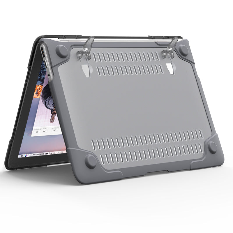 Supporting Stand Design Hard PC Anti-scratch Laptop Case Protective Notebook Cover for MacBook Air 13inch A1466 / A1369 - Grey