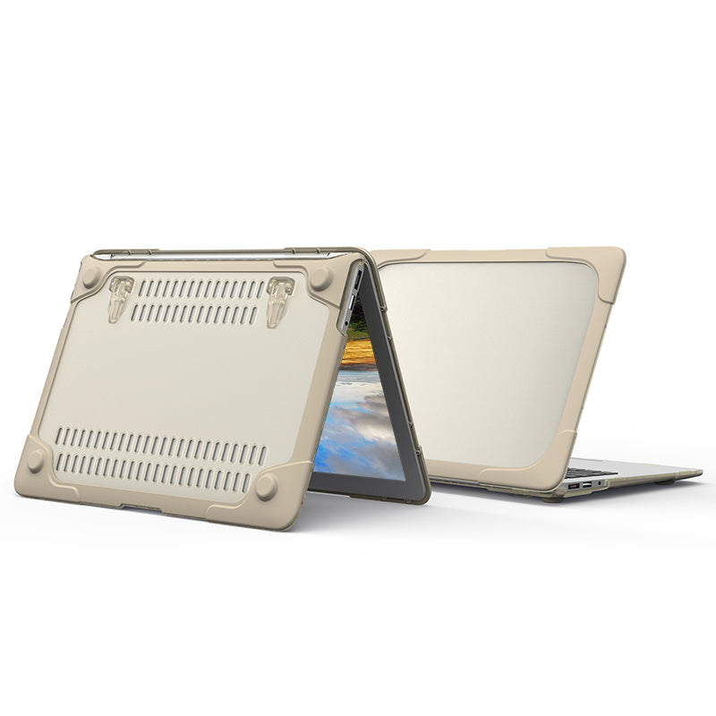 Supporting Stand Design Hard PC Anti-scratch Laptop Case Protective Notebook Cover for MacBook Air 13inch A1466 / A1369 - Khaki