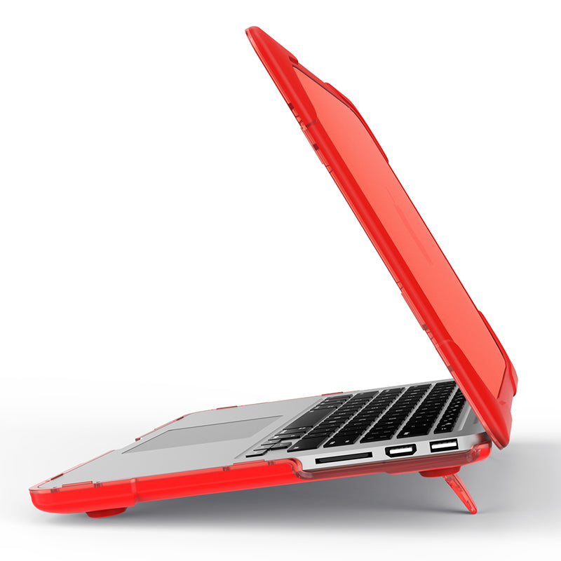 Hard PC Laptop Case Notebook Computer Cover with Supporting Stand Feet for MacBook Pro 15-inch / Pro Retina 15-inch A1398 - Red