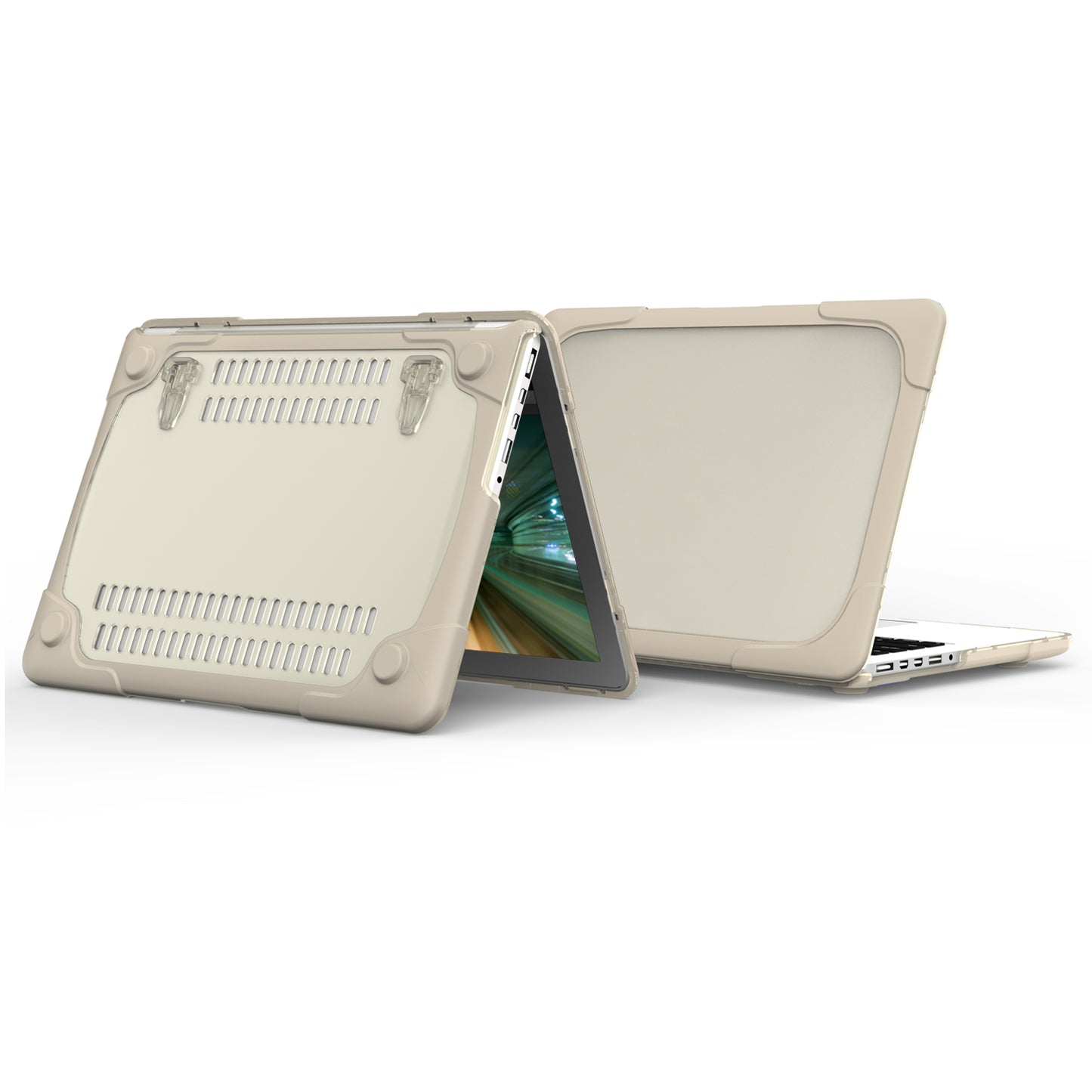 Hard PC Laptop Case Notebook Computer Cover with Supporting Stand Feet for MacBook Pro 15-inch / Pro Retina 15-inch A1398 - Khaki