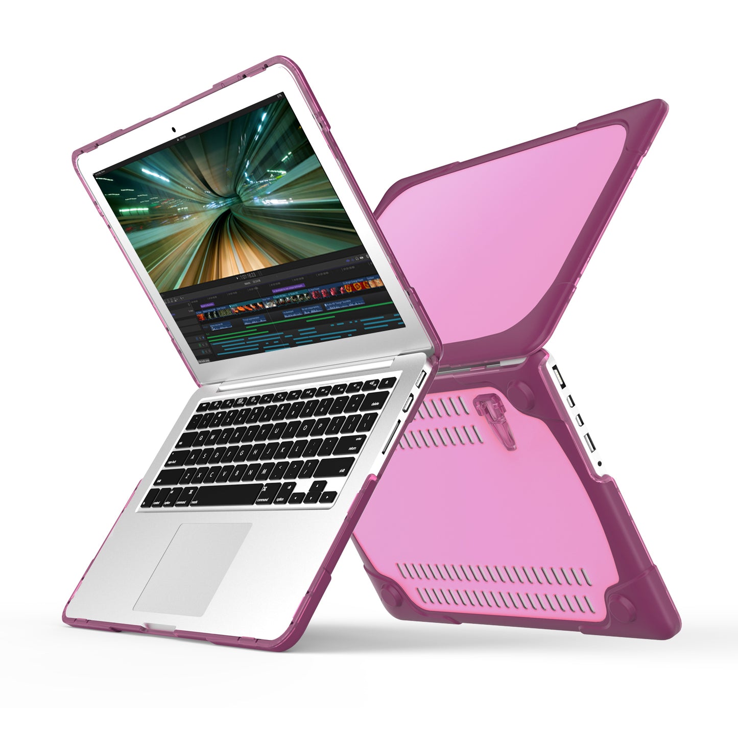 Hard PC Laptop Case Notebook Computer Cover with Supporting Stand Feet for MacBook Pro 15-inch / Pro Retina 15-inch A1398 - Purple