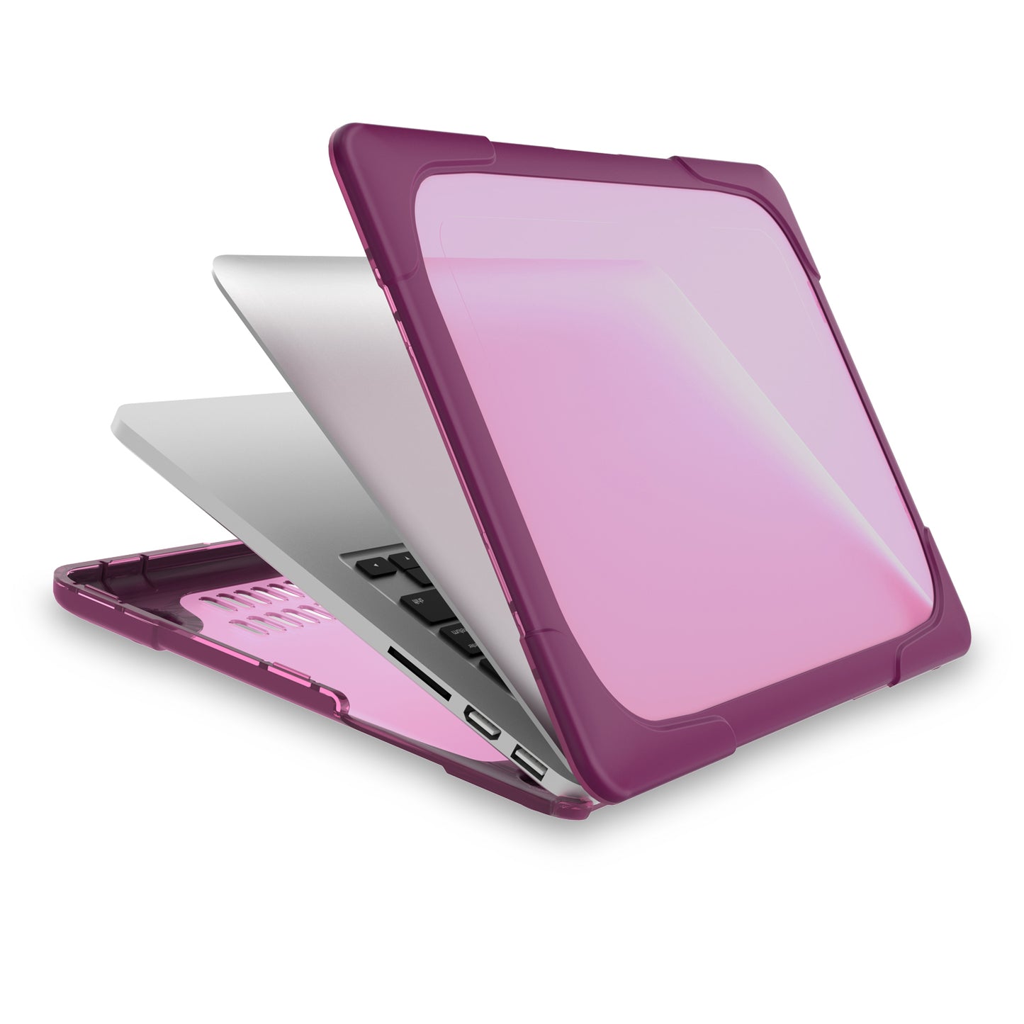 Hard PC Laptop Case Notebook Computer Cover with Supporting Stand Feet for MacBook Pro 15-inch / Pro Retina 15-inch A1398 - Purple