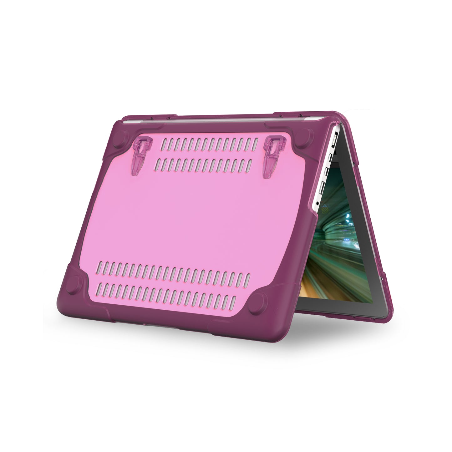 Hard PC Laptop Case Notebook Computer Cover with Supporting Stand Feet for MacBook Pro 15-inch / Pro Retina 15-inch A1398 - Purple