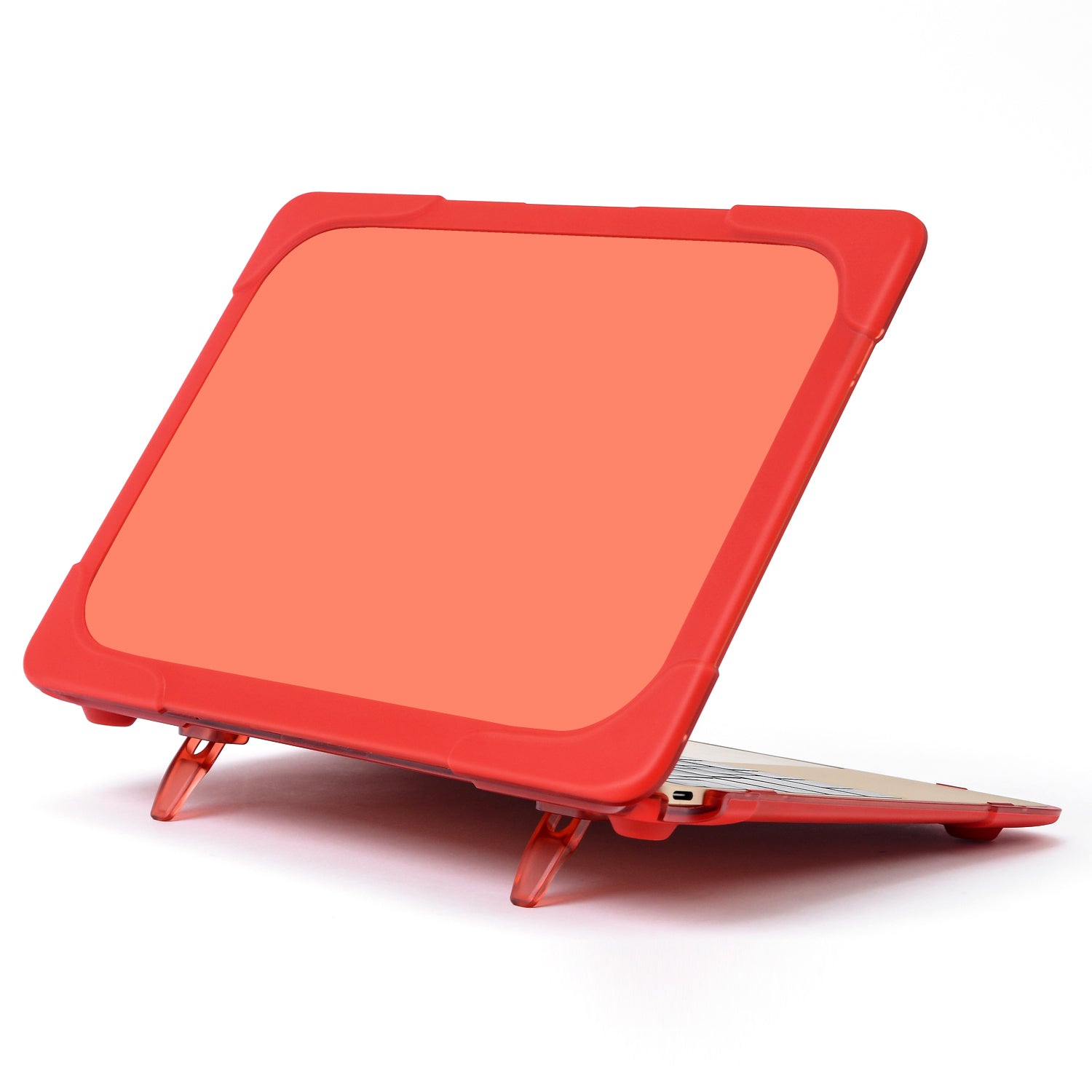 Drop-proof Supporting Stand Design Hard PC Laptop Case Well-protected Notebook Cover for MacBook Retina 12inch A1534 / A1931 - Red