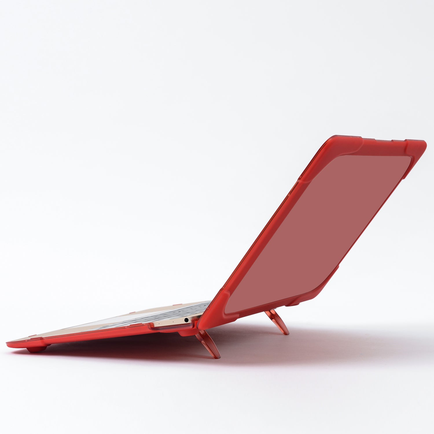 Drop-proof Supporting Stand Design Hard PC Laptop Case Well-protected Notebook Cover for MacBook Retina 12inch A1534 / A1931 - Red