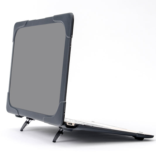 Drop-proof Supporting Stand Design Hard PC Laptop Case Well-protected Notebook Cover for MacBook Retina 12inch A1534 / A1931 - Grey