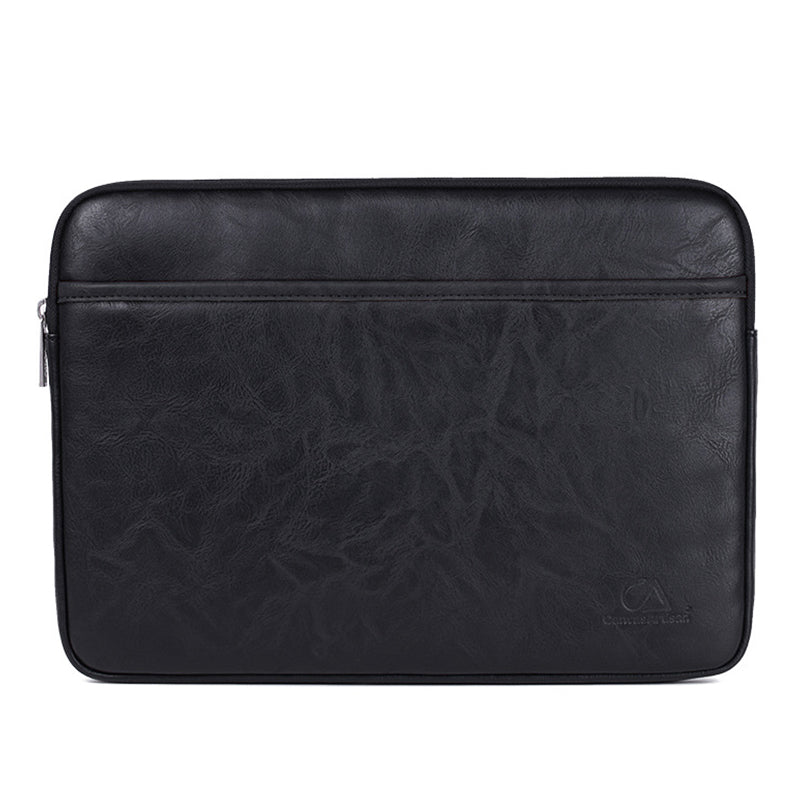 Fashionable Laptop Sleeve 11inch Notebook Computer Simple Style PU Leather Large Carrying Bag Laptop Case - Black