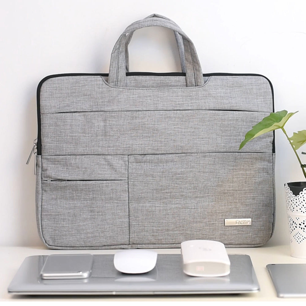 Large Capacity Simple Style Laptop Sleeve 14inch Notebook Carrying Bag for School Business Work - Light Grey