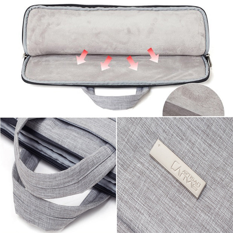 Large Capacity Simple Style Laptop Sleeve 14inch Notebook Carrying Bag for School Business Work - Light Grey