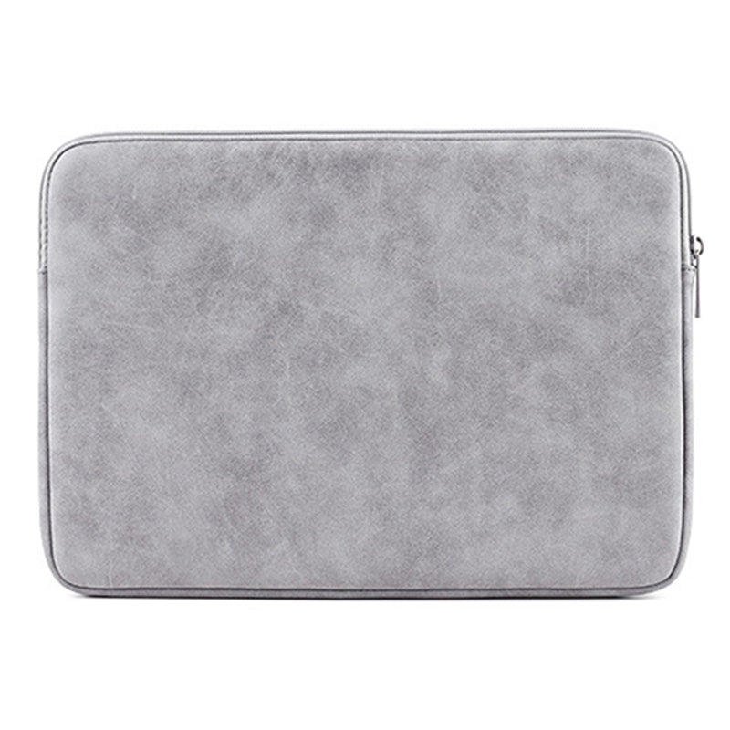 11inch Shockproof Lining Laptop Case PU Leather Laptop Pouch Zipper Carrying Bag Computer Protective Storage Bag - Light Grey