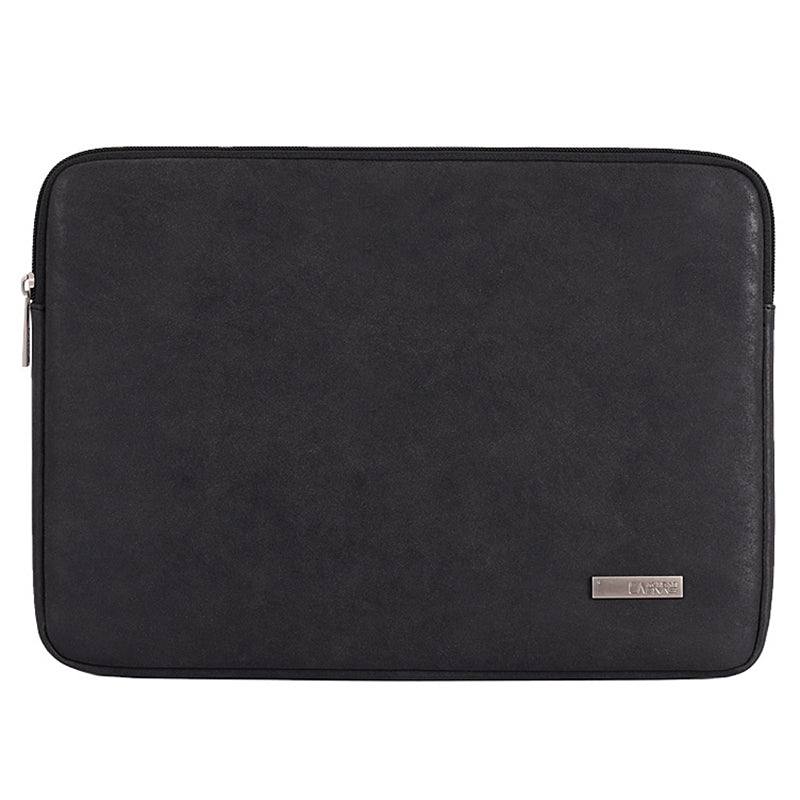 11inch Shockproof Lining Laptop Case PU Leather Laptop Pouch Zipper Carrying Bag Computer Protective Storage Bag - Black