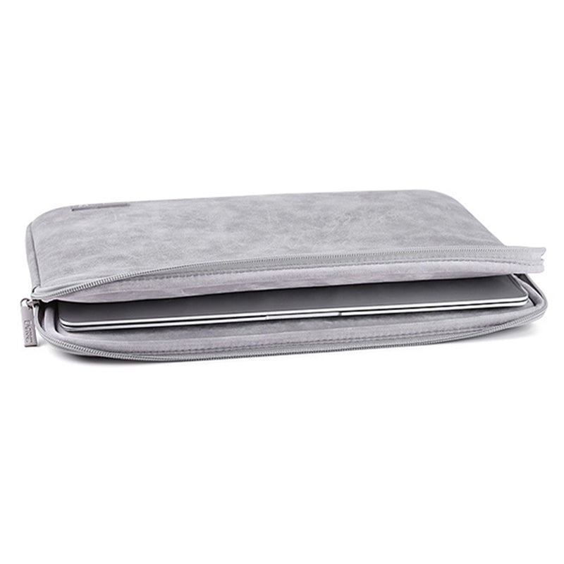 11inch Shockproof Lining Laptop Case PU Leather Laptop Pouch Zipper Carrying Bag Computer Protective Storage Bag - Black
