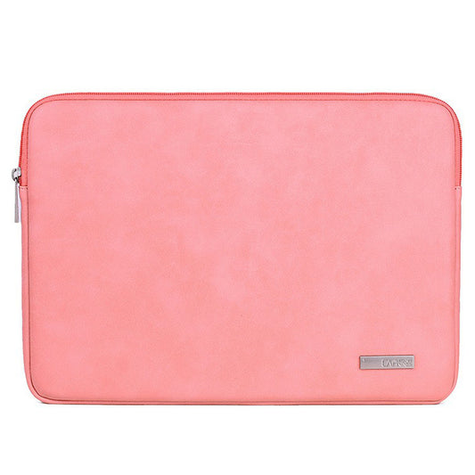 11inch Shockproof Lining Laptop Case PU Leather Laptop Pouch Zipper Carrying Bag Computer Protective Storage Bag - Pink