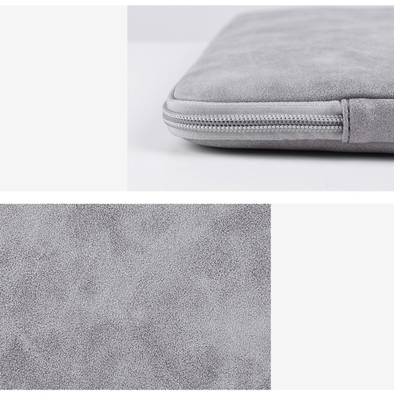 14inch Wear-resistant Laptop Case Shockproof Laptop Pouch Computer PU Leather Carrying Bag - Light Grey