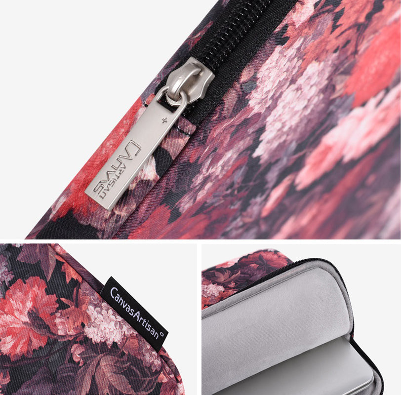 H3-01 Anti-scratch Colorful Floral Pattern Laptop Sleeve Canvas Carrying Bag for 12-inch Notebook