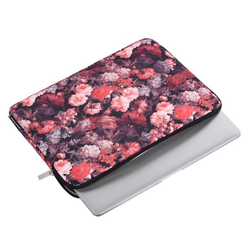 H3-01 Colorful Floral Pattern Laptop Sleeve Canvas Storage Bag with Smooth Zipper for 14-inch Notebook