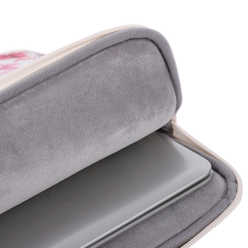 H10-11 Rose Flower Pattern Portable Laptop Storage Case Shockproof PU Leather Carrying Bag for 14-inch Notebook