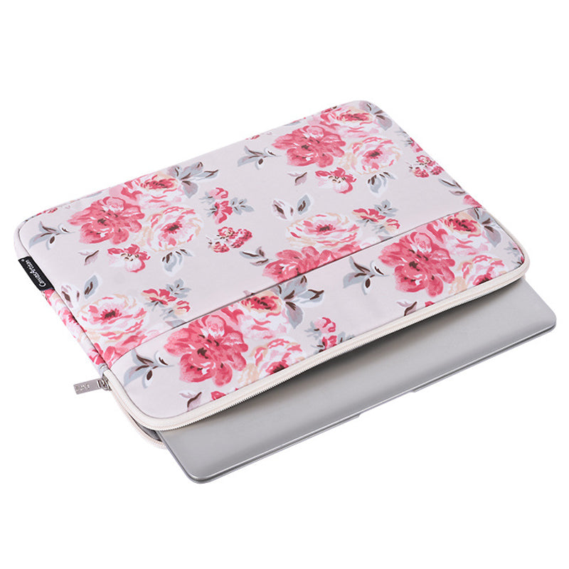 H10-11 Rose Flower Pattern Shockproof Laptop Storage Case Slim PU Leather Carrying Bag for 12-inch Notebook