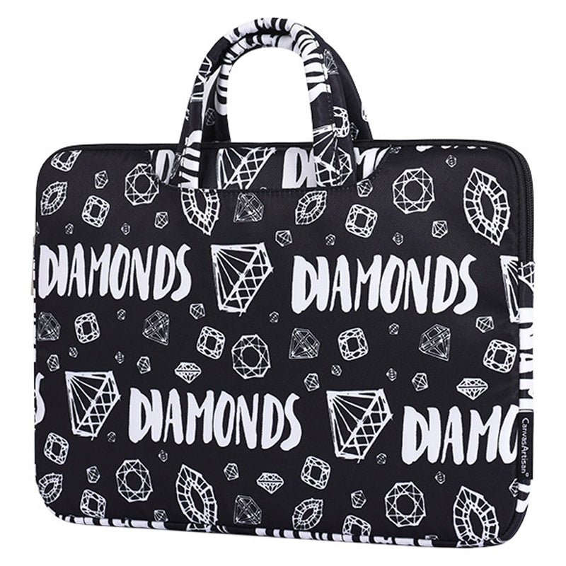 H15-B01 Laptop Sleeve Diamond Pattern Handbag Carrying Case for 12-inch Notebook - Black