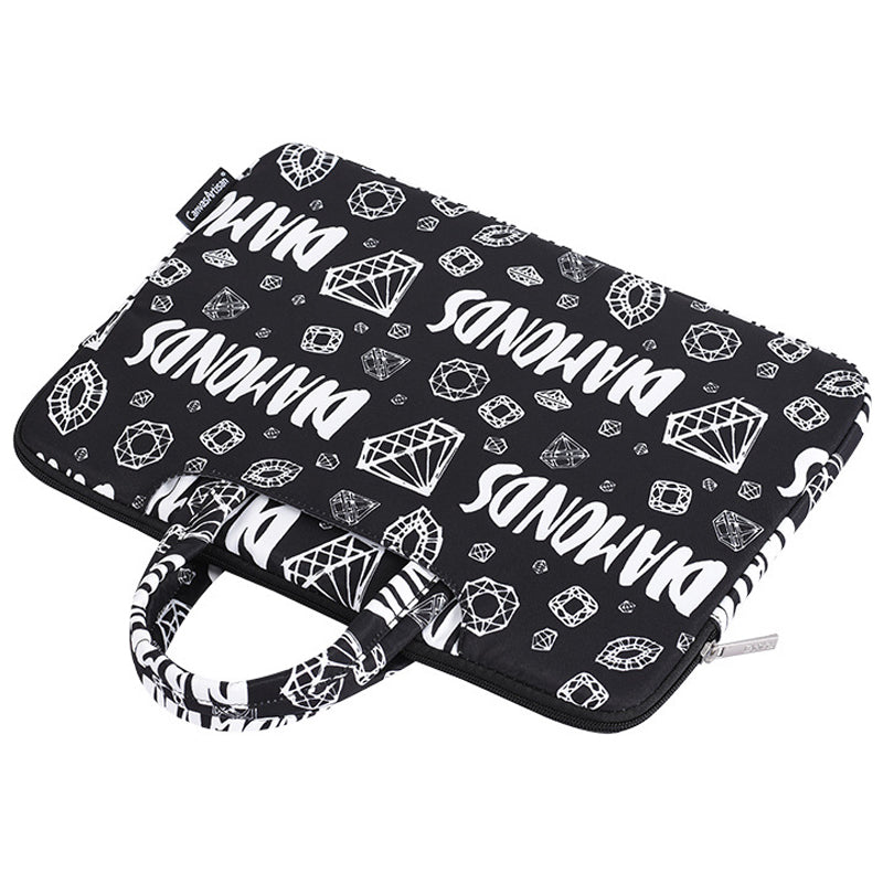H15-B01 Laptop Sleeve Diamond Pattern Handbag Carrying Case for 12-inch Notebook - Black