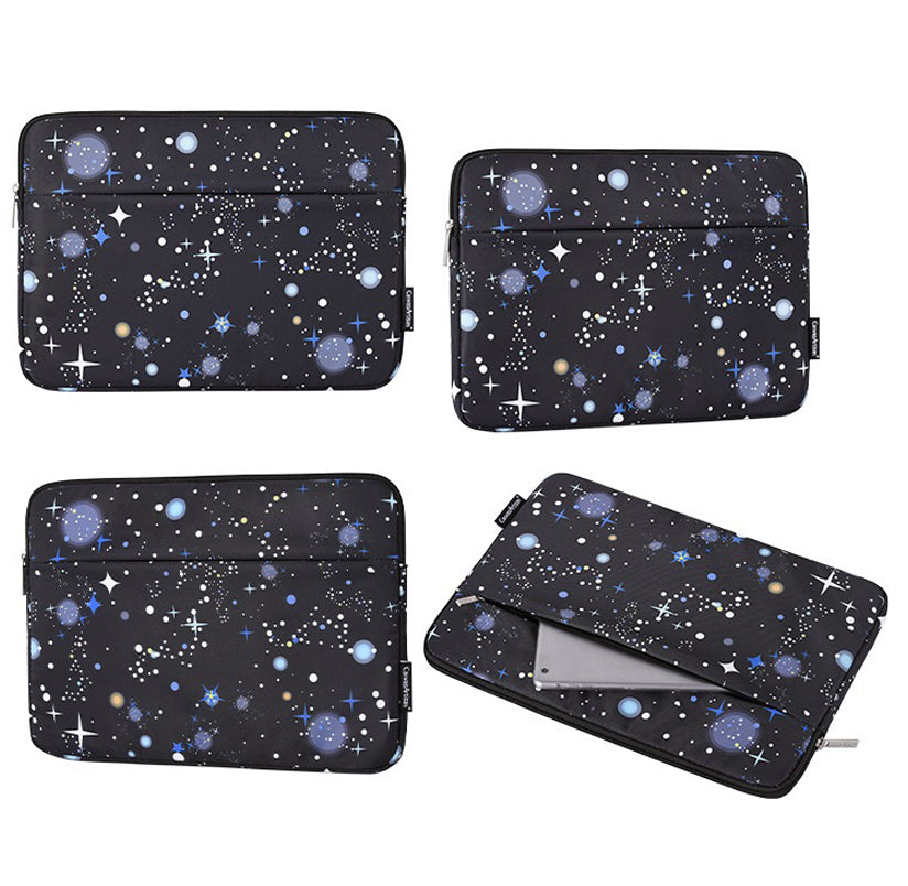 H16-11 Laptop Sleeve Bag Starry Sky Pattern Notebook Carrying Case for 13-inch Laptop - Black