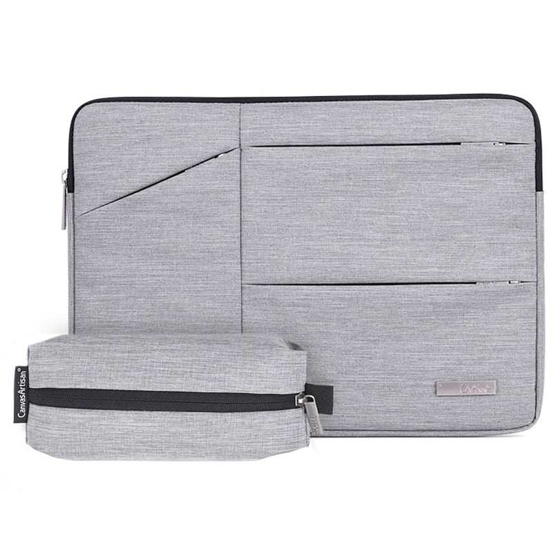 Ultra-thin Laptop Case Slim Zipper Notebook Carrying Pouch with Mini Storage Bag for 11inch Computers - Light Grey
