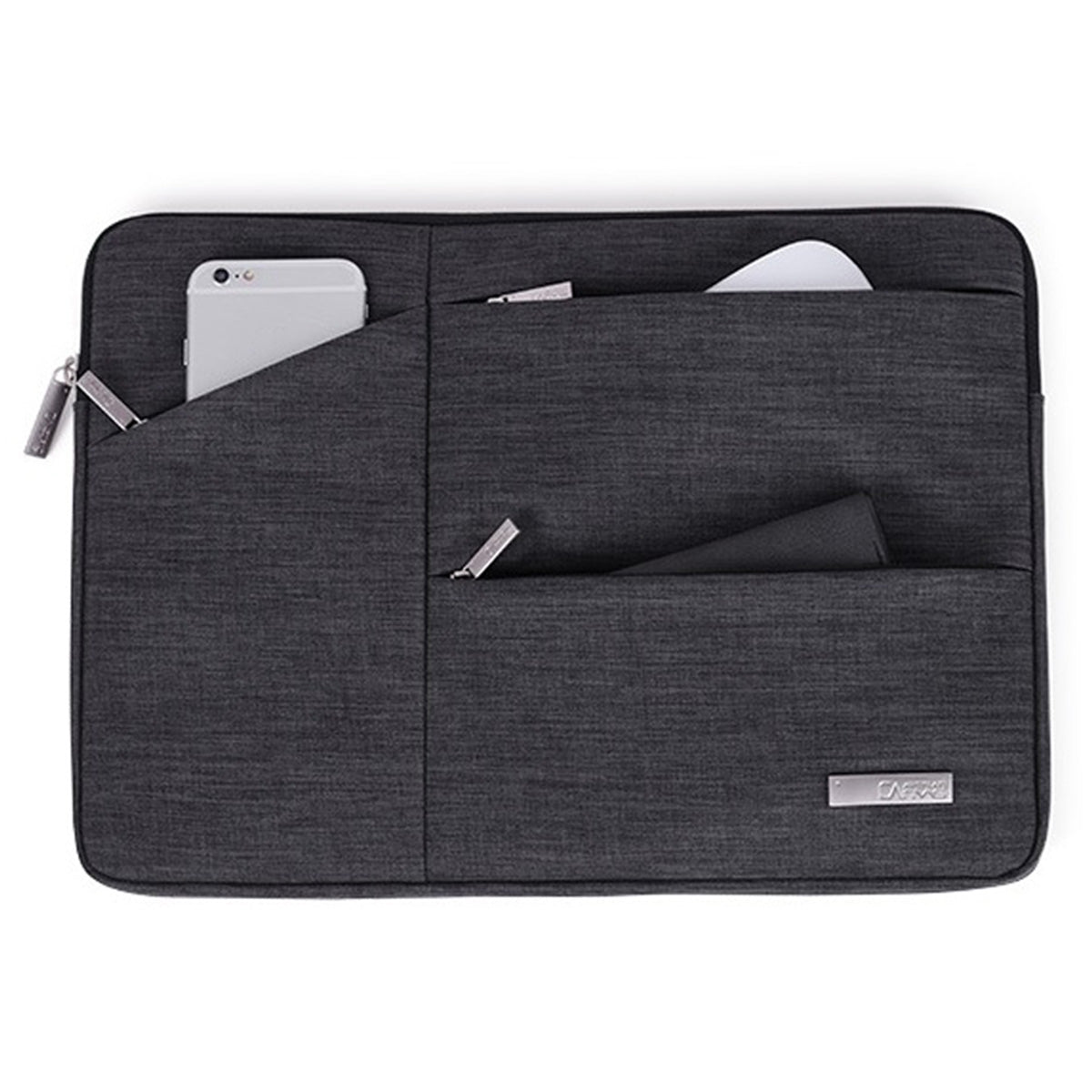 Slim Zipper Laptop Case Large Capacity Carrying Bag with Mini Storage Pouch for 12inch Laptops - Grey