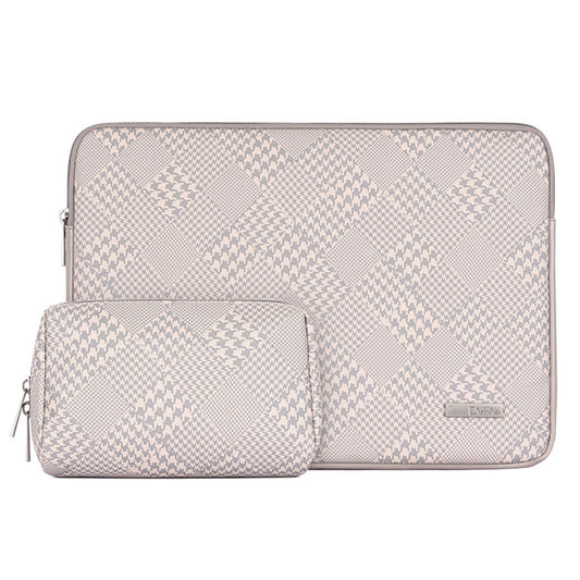 Canvasartisan L21-451 Houndstooth Pattern Anti-splash Laptop Sleeve Protective Case + Small Bag for 12-inch Notebook - Grey Edge