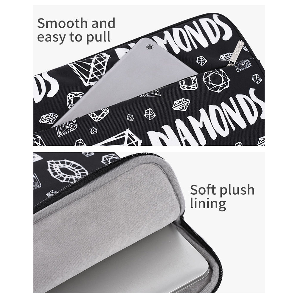 H15-11 14-inch Laptop Sleeve Bag Diamond Pattern Zipper Front Pocket Notebook Carrying Bag