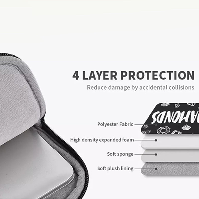 H15-11 Laptop Protective Sleeve Diamond Pattern Zipper Notebook Carrying Bag for 13-inch Notebook