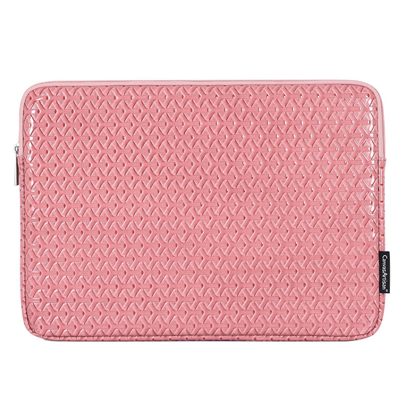L30-01 Rhombus Pattern Laptop Sleeve Carrying Case PU Leather Protective Bag for 13-inch Notebook
