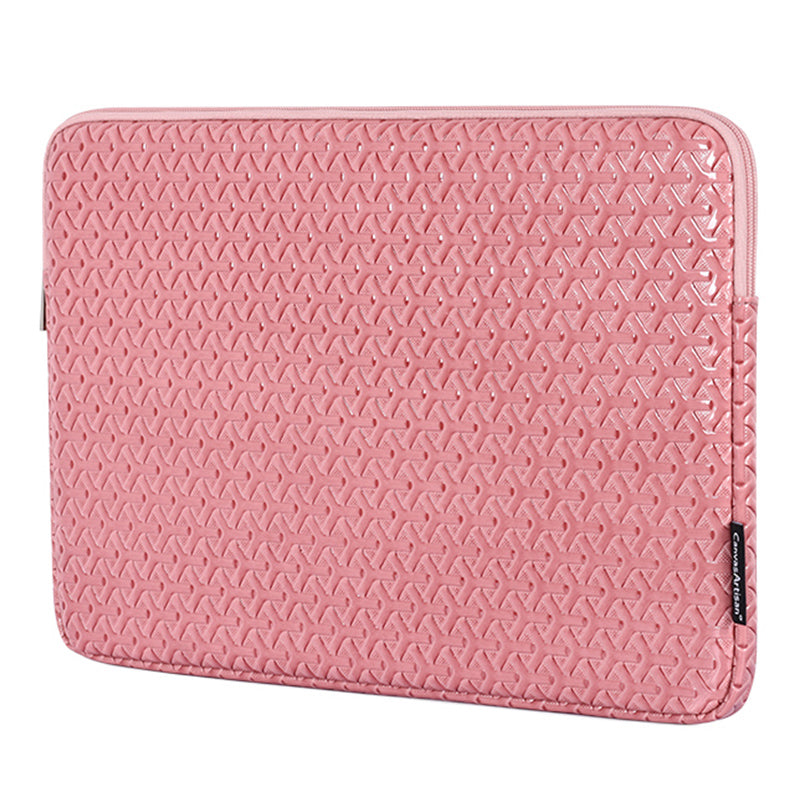L30-01 Rhombus Pattern Laptop Sleeve Carrying Case PU Leather Protective Bag for 13-inch Notebook