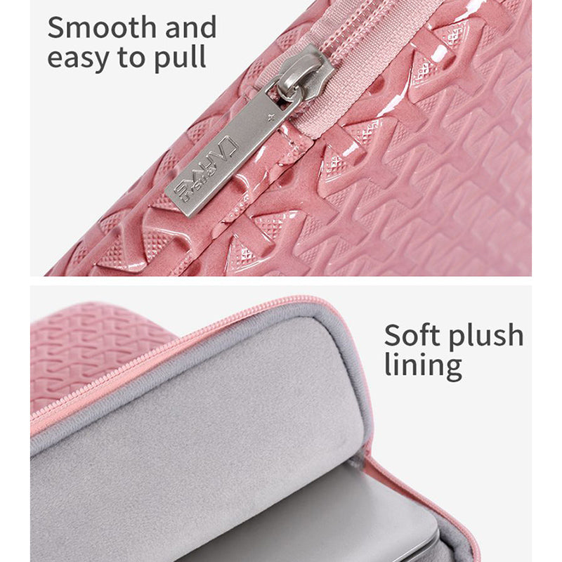 L30-01 Rhombus Pattern Laptop Sleeve Carrying Case PU Leather Protective Bag for 13-inch Notebook