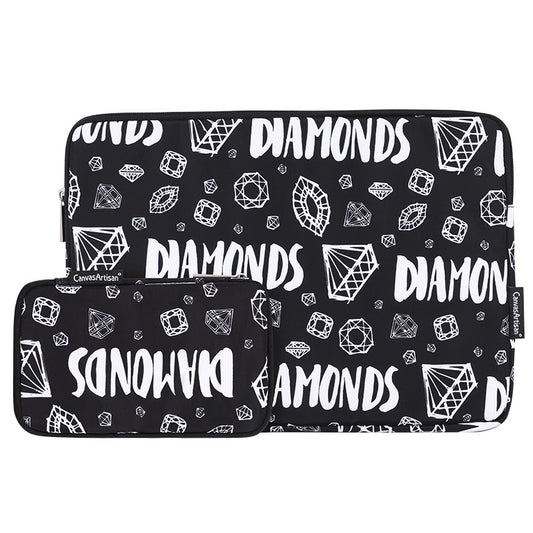 H15-T0121 Diamond Pattern Laptop Protective Sleeve Notebook Carrying Case with Small Bag for 15-inch Laptop