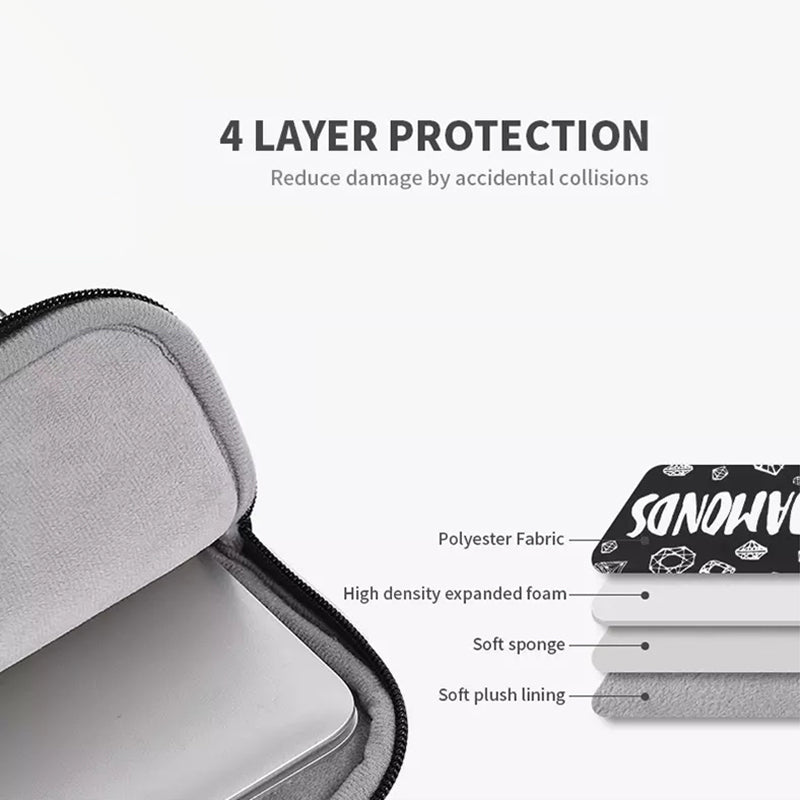 H15-T0121 Diamond Pattern Laptop Sleeve Bag Notebook Protective Case with Small Bag for 12-inch Laptop