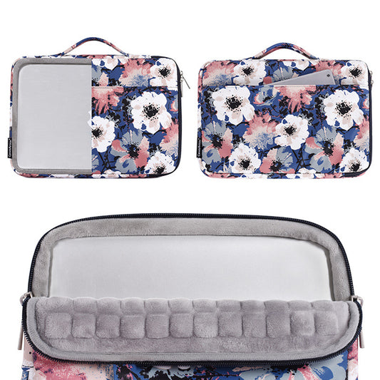 KH43-05 13-inch Laptop Sleeve Flower Pattern Handbag Zipper Notebook Bag