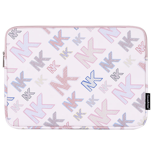 Canvasartisan G59-01 Letter NK Printing PU Leather Laptop Carrying Case Shockproof Notebook Protective Sleeve for 14-inch Laptop - Pink