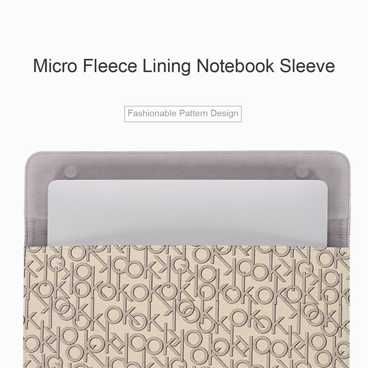 E61-01 12-inch Laptop Carrying Bag Letter OK Printing Magnetic Flip PU Leather Notebook Sleeve