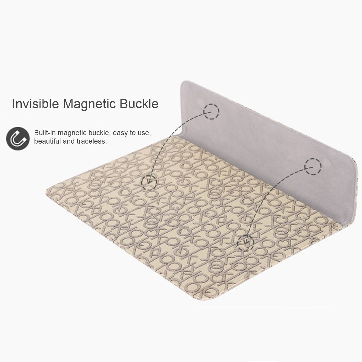 E61-01 12-inch Laptop Carrying Bag Letter OK Printing Magnetic Flip PU Leather Notebook Sleeve